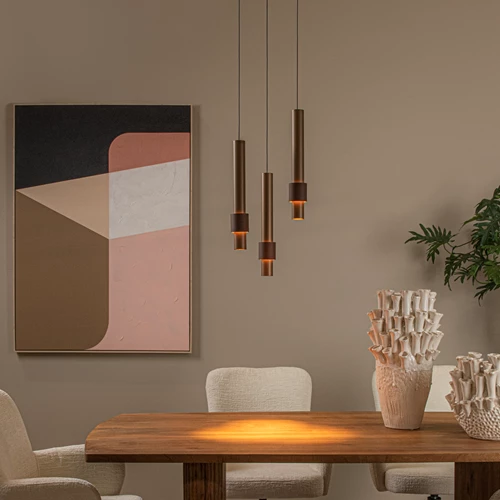 Lucide MARGARY - Hanglamp - Ø 28 cm - LED Dimb. - 3x4W 2700K - Koffie - sfeer 1